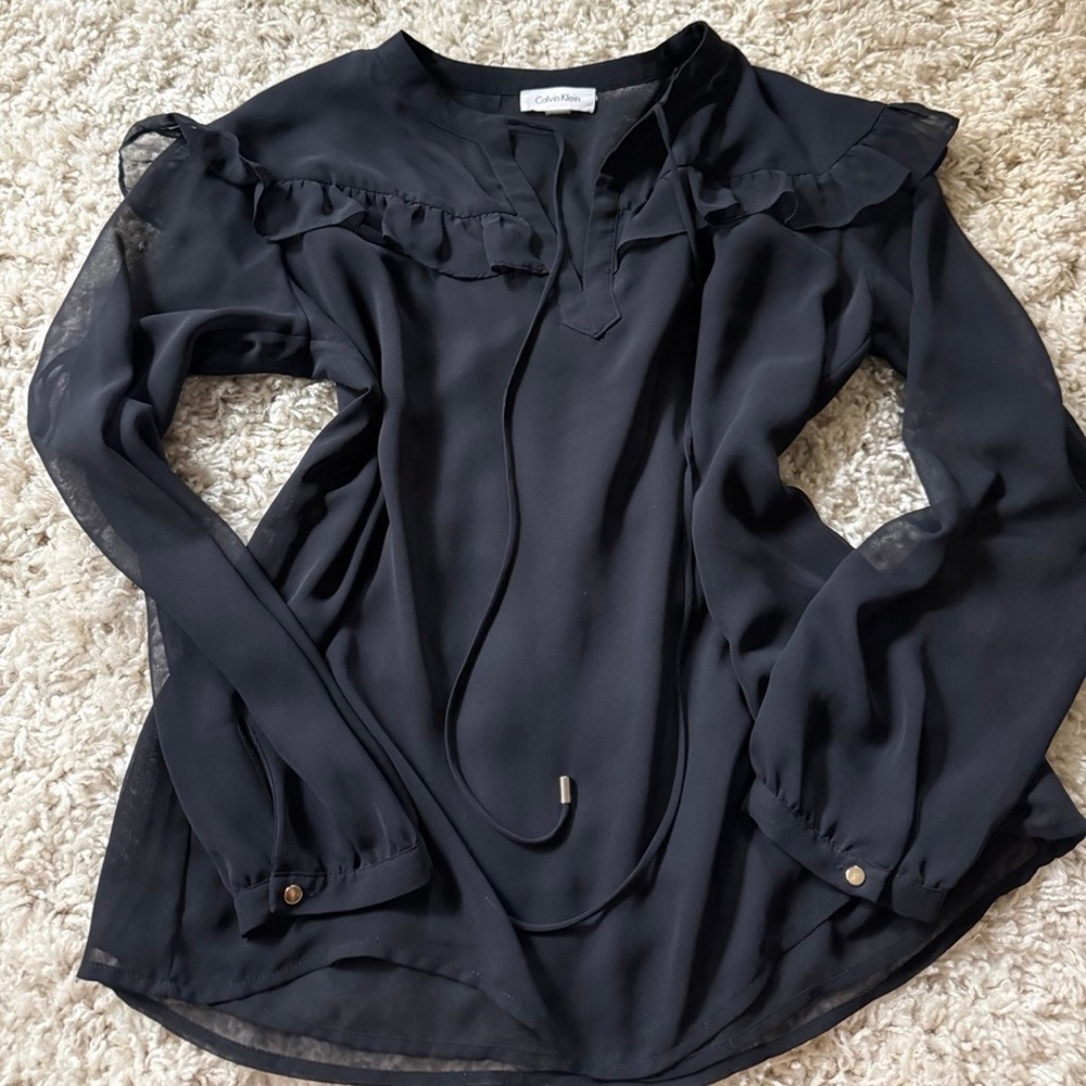 Calvin Klein see through black blouse